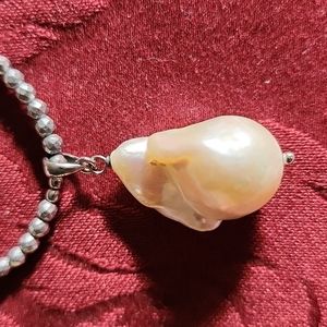 Iris and Lily Fresh Water Pearl and Sterling Silver Neckace